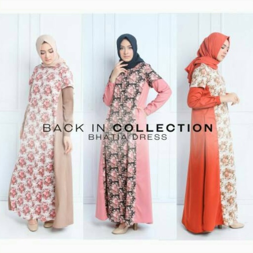 Gamis Katun Jepang Daily Busui Motif Bunga BATHIA Dress Sylla Hijab Original Baju Menyusui Kasual