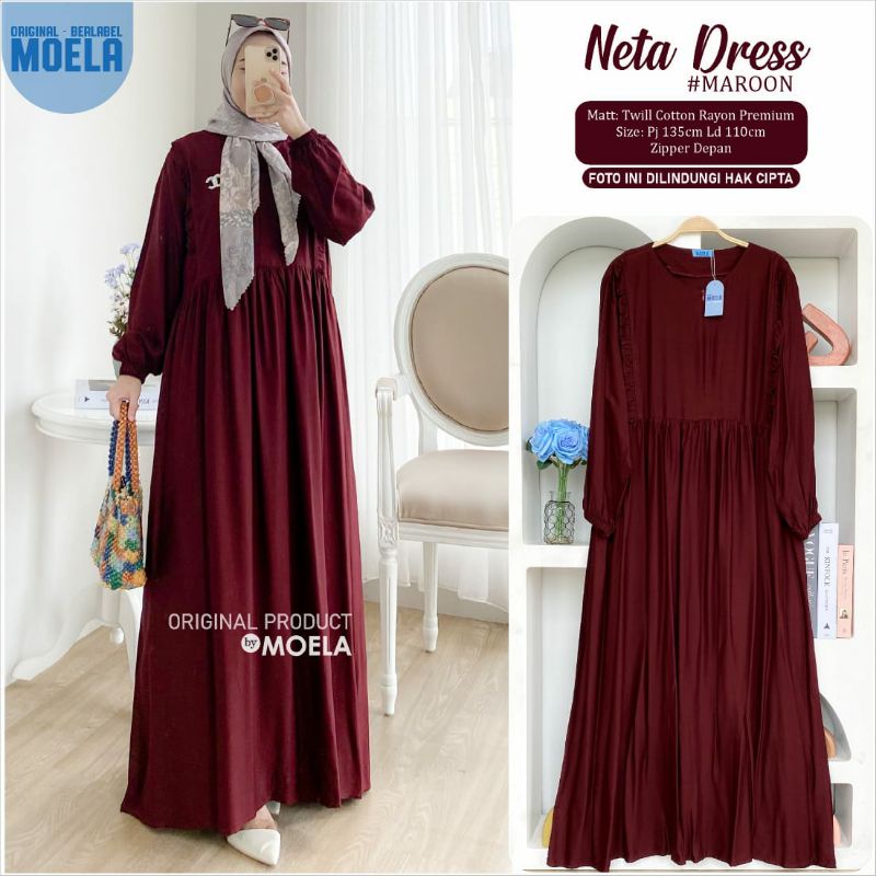 NETA DRES GAMIS KATUN RAYON TWILL cantik dingin by moela