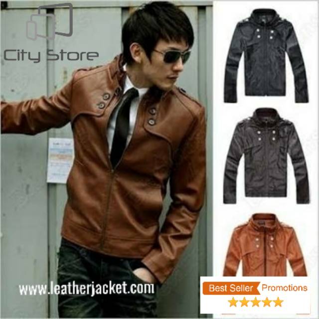 Jaket kulit domba asli pria elegant brownie ARL 033 silver stone RFLA