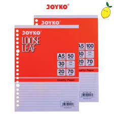 

Loose Leaf Joyko A5 50/100 (Isi kertas binder A5) Terlaris