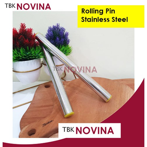 Rolling Pin Yellow Penggilas Adonan Kue Stainless Steel