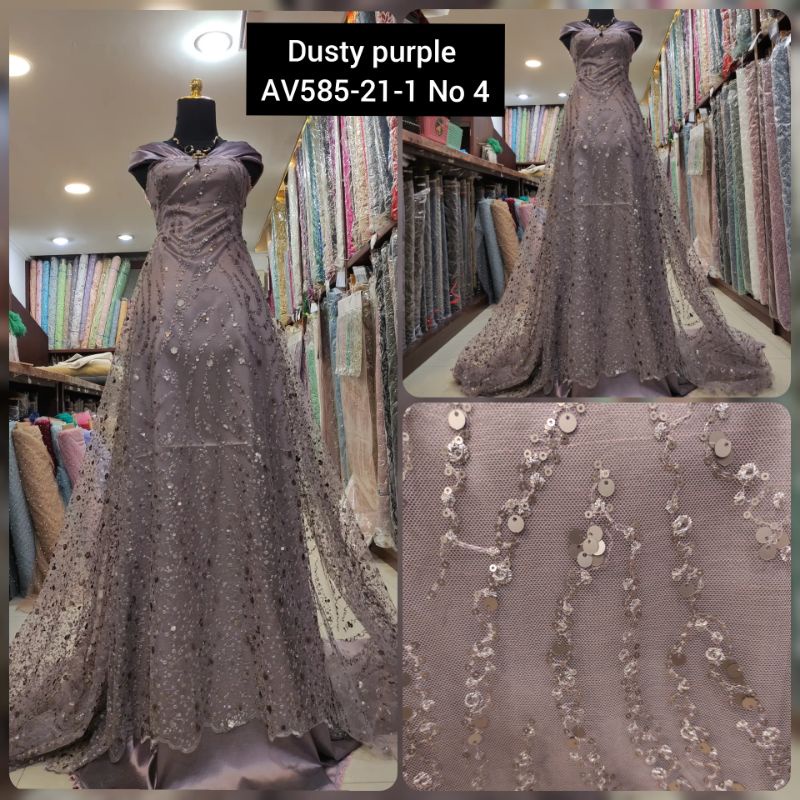 Kain Tile Brokat 3D Spangle Payet Bulat AV 585-21-1 No 4 Dusty Purple