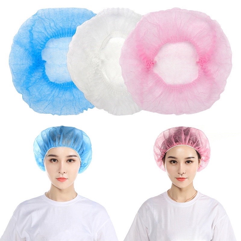 Disposable Hairnet Penutup Kepala Shower Cap Non Moven Nurse Cap