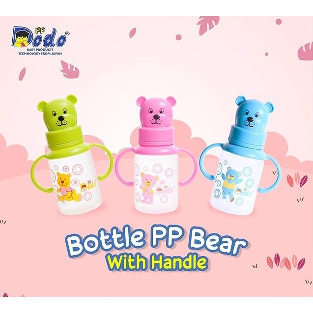 Botol Susu Pegangan Motif Beruang 125ml Botol Susu Anak + Sedotan Bottle Bear Baby With Handle BPA fre