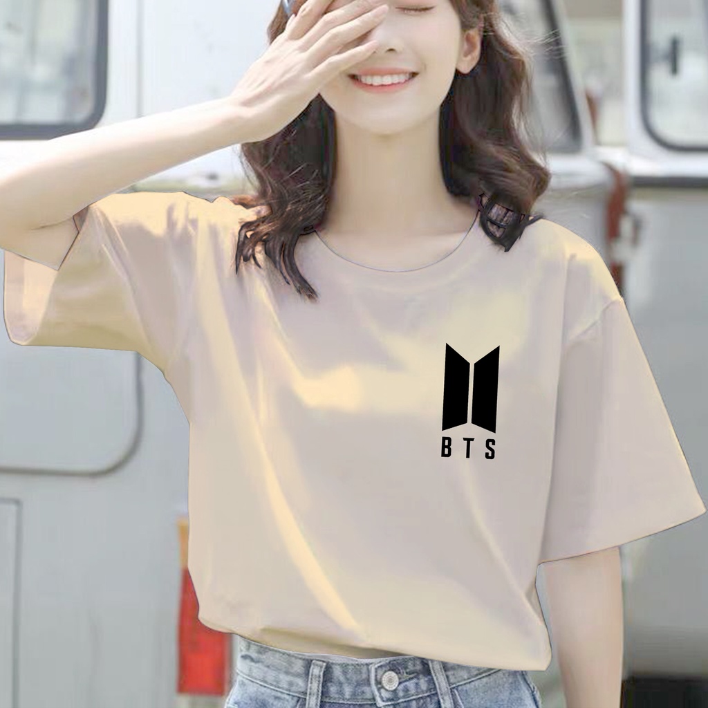 CALVIERO SHOP - BAJU KAOS ATASAN WANITA PRINT BTS LOGO BLACK