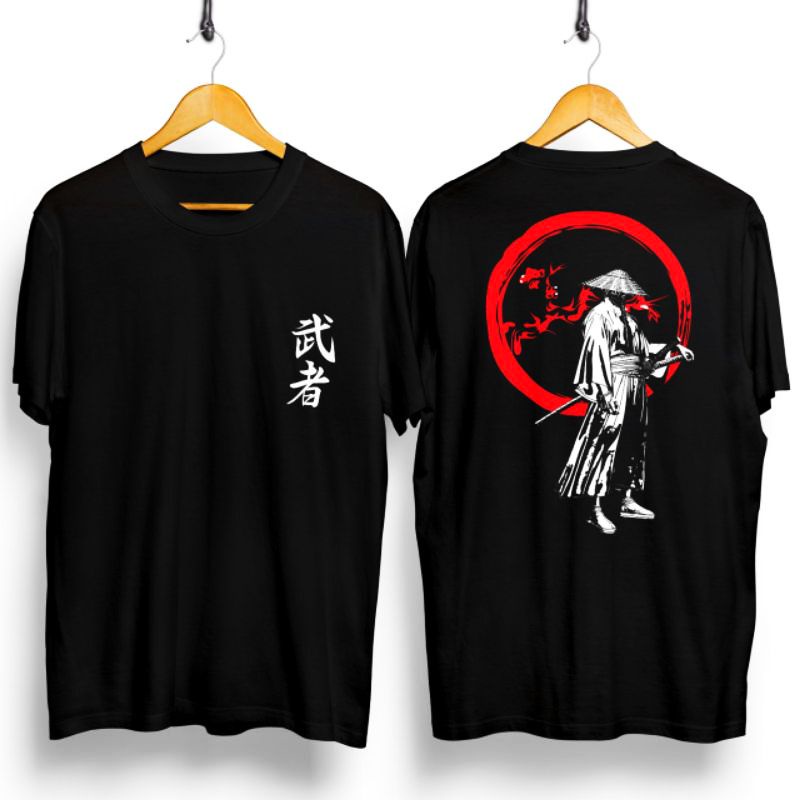 KAOS SAMURAI JEPANG/ATASAN PRIA WANITA/KAOS/KAOS DSAIN JEPANG-WUTZE HITAM