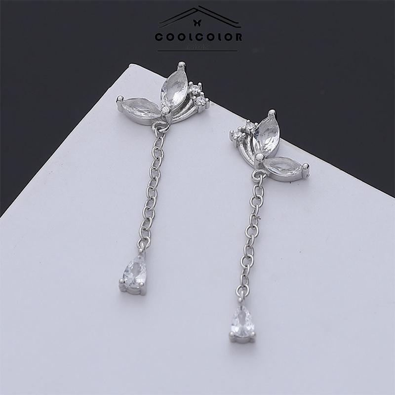 COD❤️1Sepasang  Anting Kupu-kupu Rumbai Drop Earrings Retro Flash Diamond Earrings Impor Fashion Korea Aksesoris Wanita