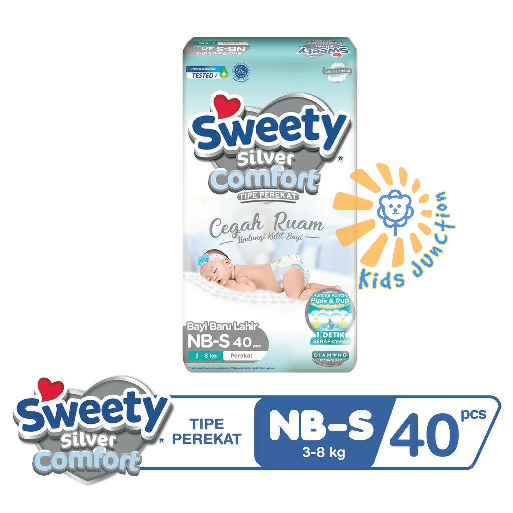 Sweety Silver Comfort NB-S 40s Pampers New Born Perekat Swety Silper Newborn Popok Bayi Baru Lahir S
