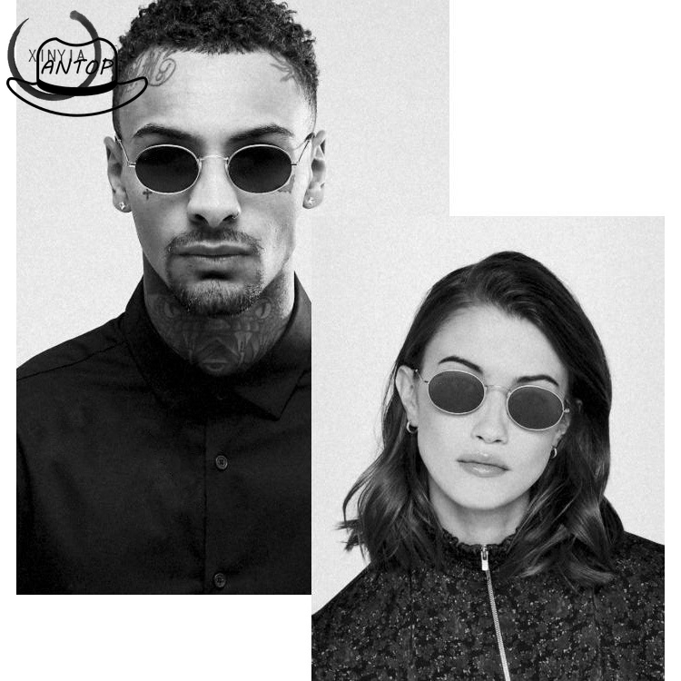 Antop！[Bayar di Tempat] Kacamata Wanita Pria Hitam Retro Lensa Warna Frame Bulat Women Sunglasses