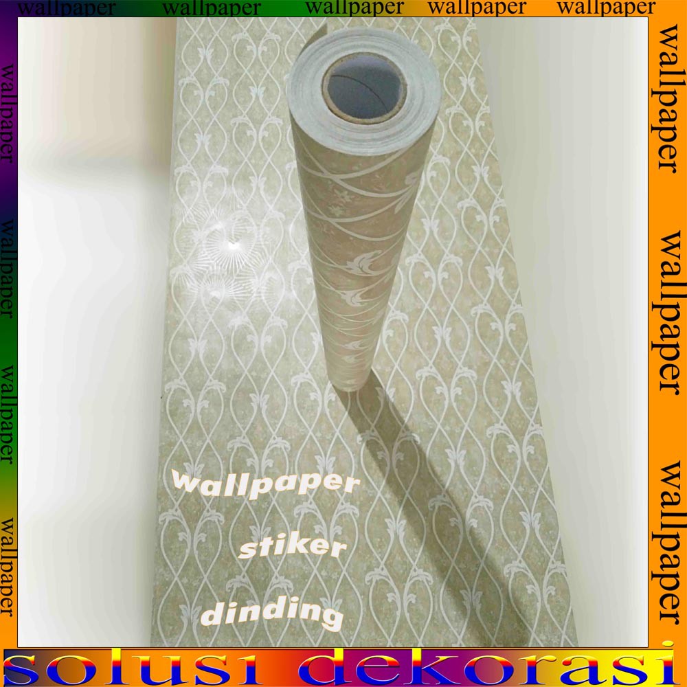 Motif Ulir Tralis Cream Elegan / Wallpaper Stiker Dinding 10 Meter x 45 Cm / Bahan PVC Anti Air