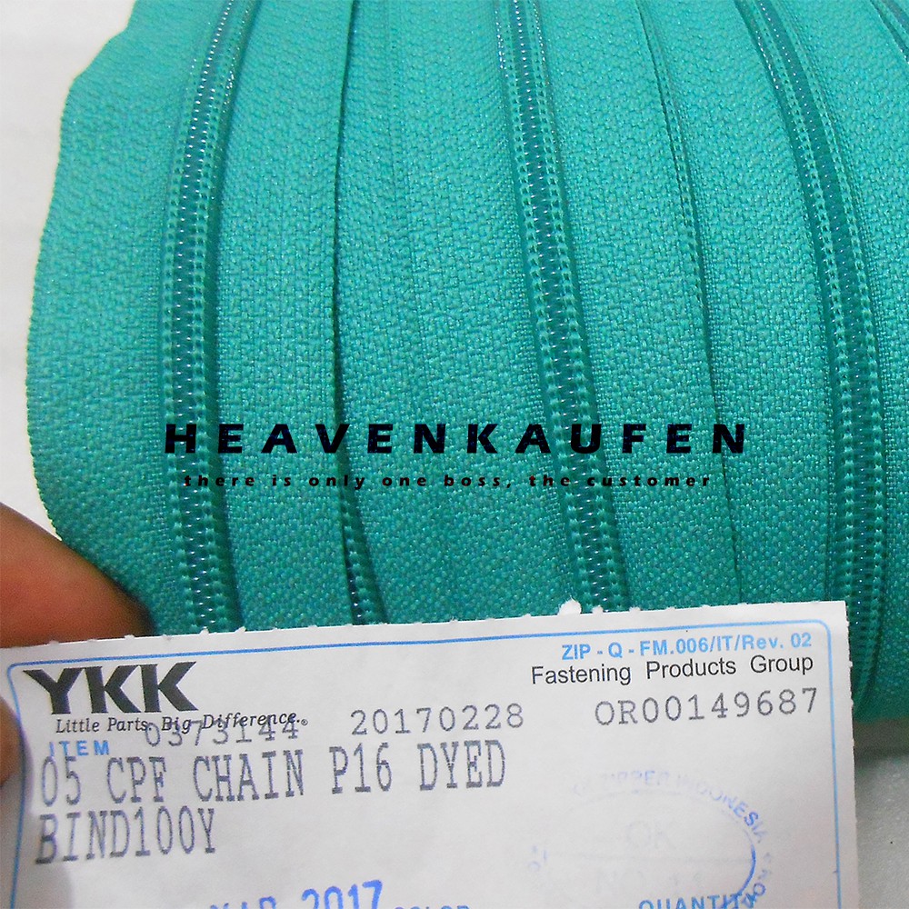 Resleting/Zipper YKK No 5 Hijau Tosca Meteran