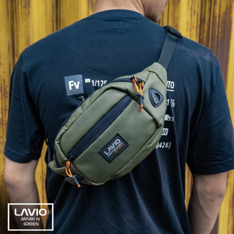 Tas Selempang Pria Waist Bag Original Lavio Mark IV Slot USB Slot Headset