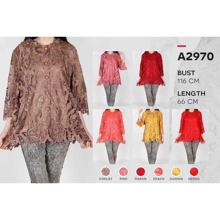 Terlaris now Maliju Blouse Kemeja Polos Jumbo Bigsize Busui Brokat - A2970 bh
