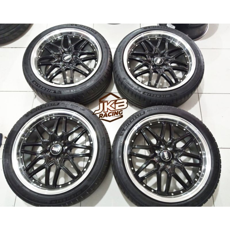 VELG MOBIL BEKAS HSR HOTTO R17 PCD 4X100-114 + BAN MICHELIN 205/45 R17