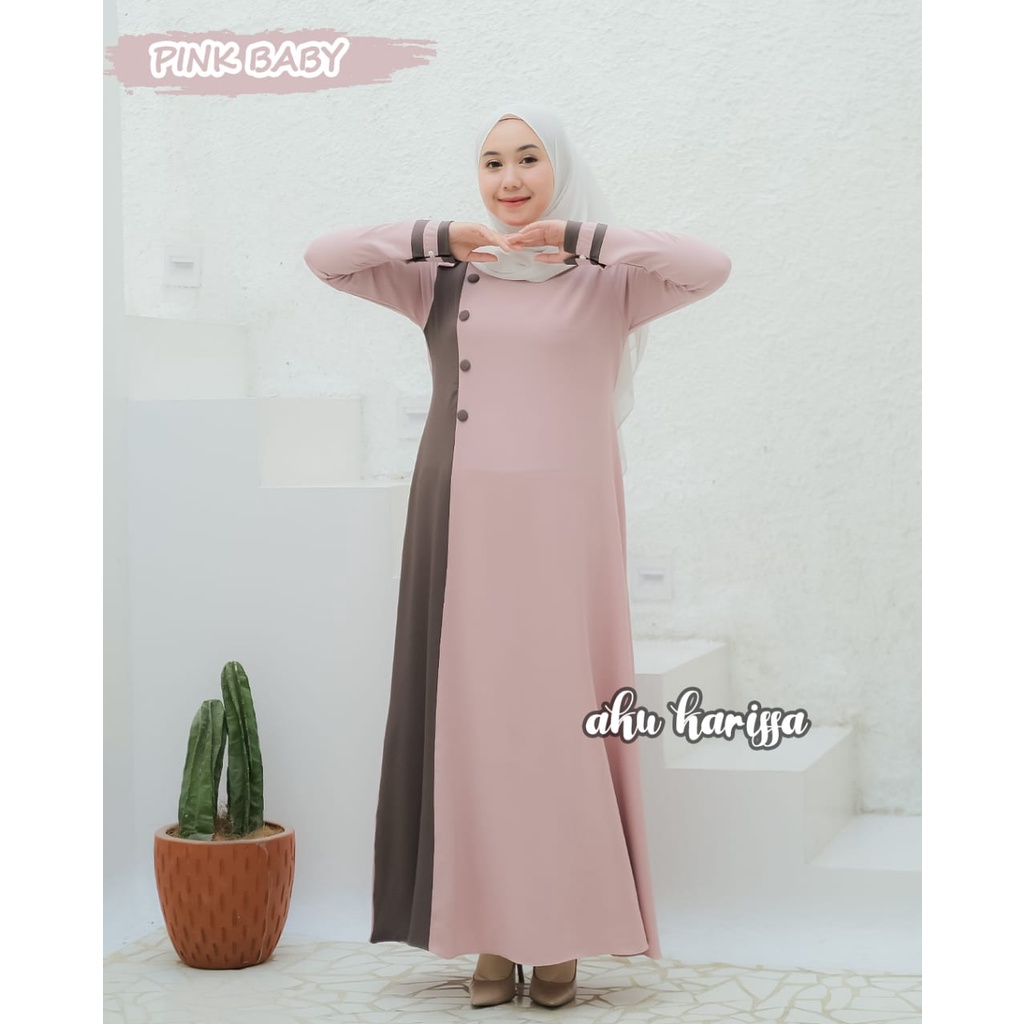 DRESS FAZILA dan HASNA AKU KARISSA ORIGINAL terbaru polos model kancing cantik