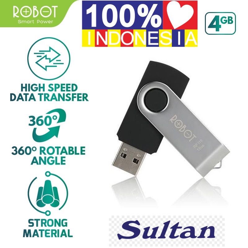 Ready Stok FLASHDISK USB 2.0 ROBOT RF104 Storage 4GB Rotatable U-Disk l