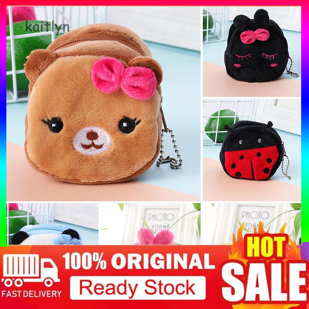 Dompet Koin Kecil Plush Desain Hewan Panda Lucu Dengan Resleting