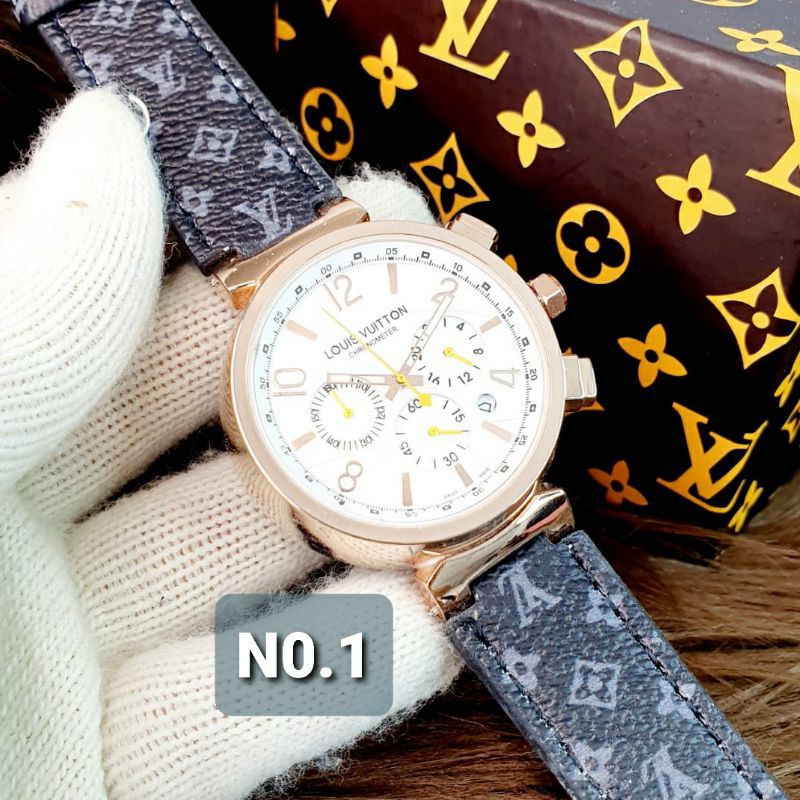 Jam Tangan Analog Wanita LOUIS VUITTON LVcr112C Chronograph Grade Semi Super Free Box Original