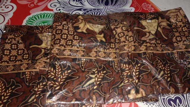 Asifa Batik Hrb026 Kenongo Kemeja Tosca Pendek Pekalongan Padi M L Xl Sogan Tulis Halus Kemeja Batik
