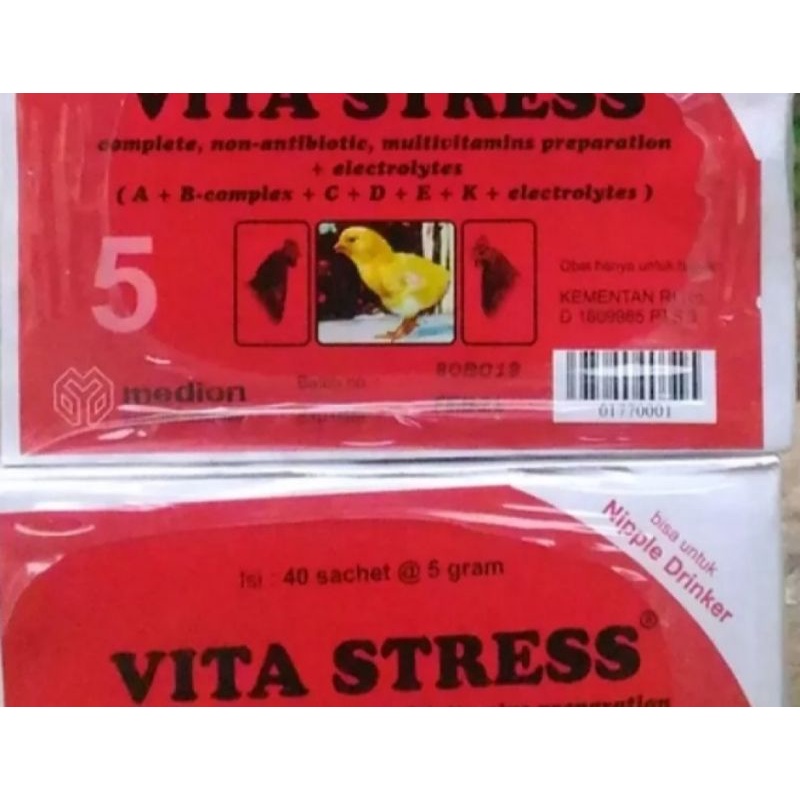 1dus vita stress 40bks vitastress 200 gram obat vitamin ayam nafsu makan cegah sakit stres pindah kandang perubahan cuaca anak dewasa asli medion