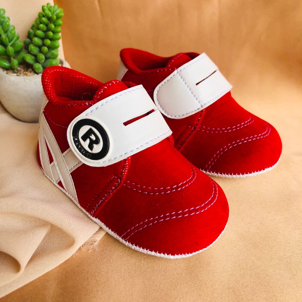 Sepatu PRE COWOK Anak Bayi Laki Laki Perempuan Prewalker Shoes 0-12 bulan Terbaru Model Perekat Velkro Baby Boy Lucu Murah BABY R