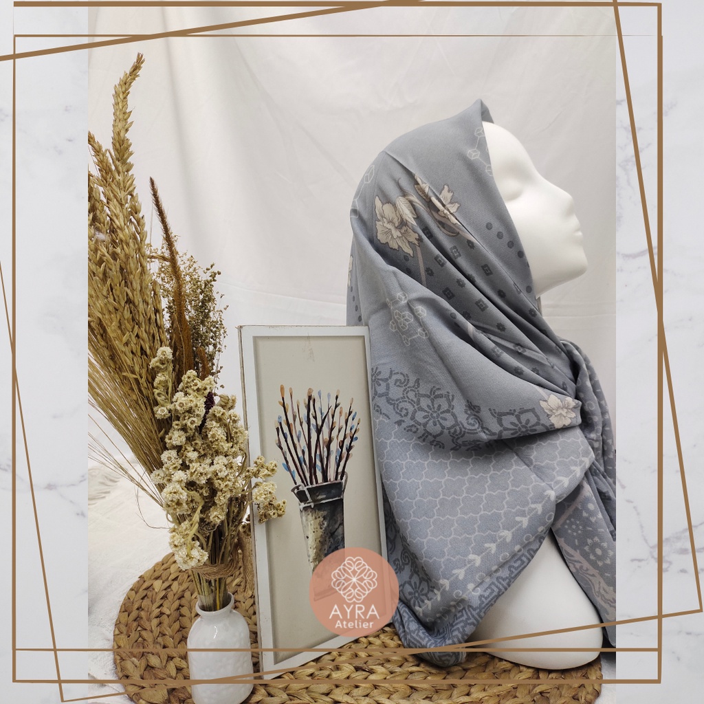 HIJAB SYARI SEGIEMPAT KERUDUNG JUMBO MOTIF JILBAB BESAR KERUDUNG JUMBO LASERCUT 130 cm JILBAB SYAR'I 130cm azzura Aubrey-B Soft Blue