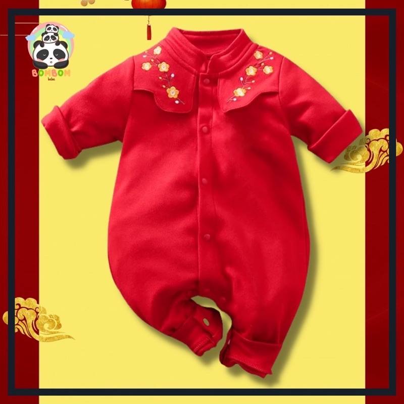 BAJU PAKAIAN BAYI JUMPER MERAH TINGJING PESTA IMPORT PREMIUM
