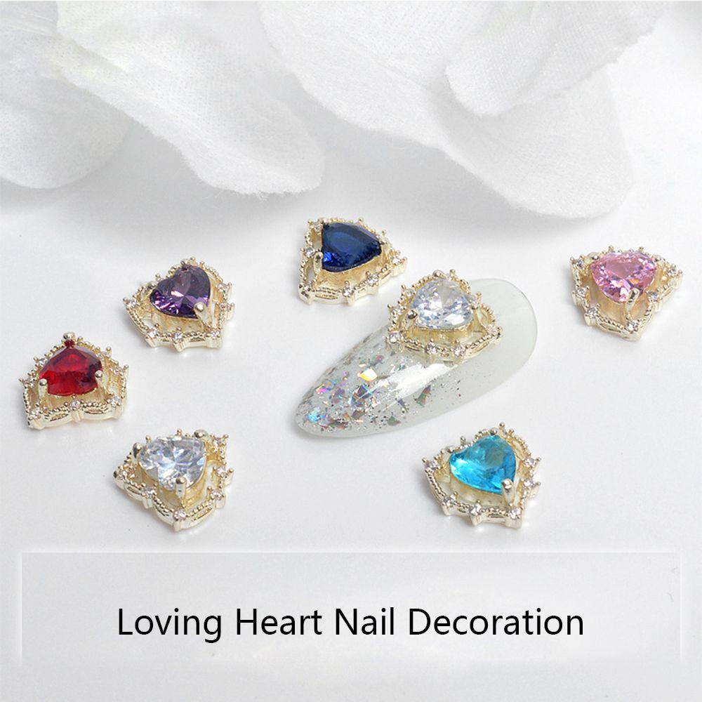 R-flower Nail Art Rhinestone Mewah Glitter Diamond Pesona Kuku Hati Penuh Kasih