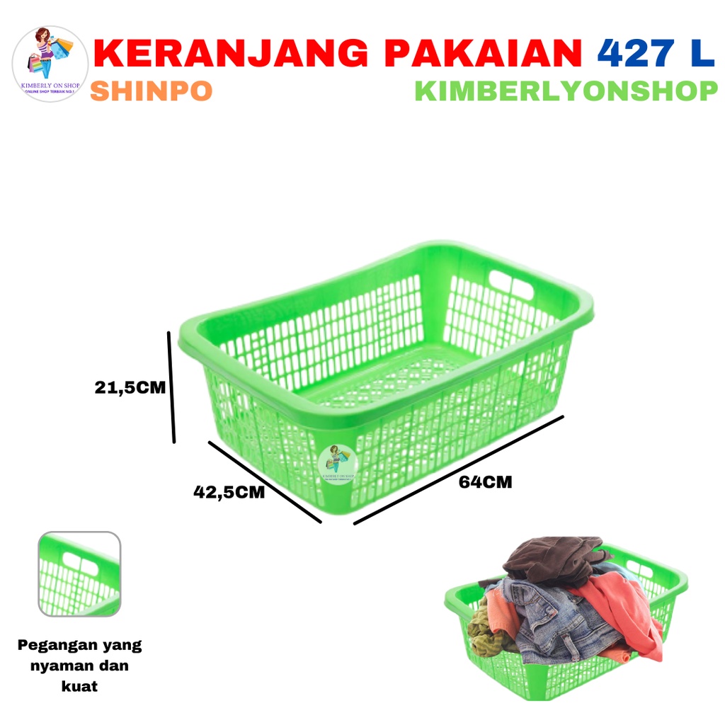 Keranjang Plastik Pakaian/Baju Shinpo LargeSIP 427 L KHUSUS GOJEK/GRAB