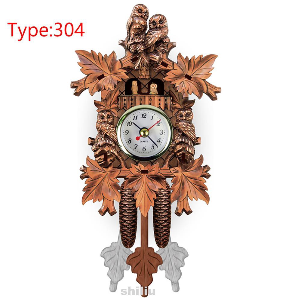 Wall Clock Hanging Cuckoo Wood Decorative Living Room Vintage Bird Pendulum Shopee Indonesia