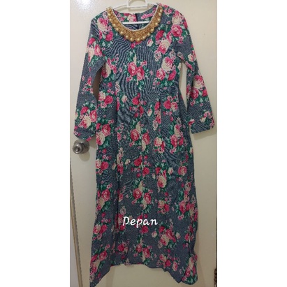 Gamis/ long dress motif bunga2 all size katun
