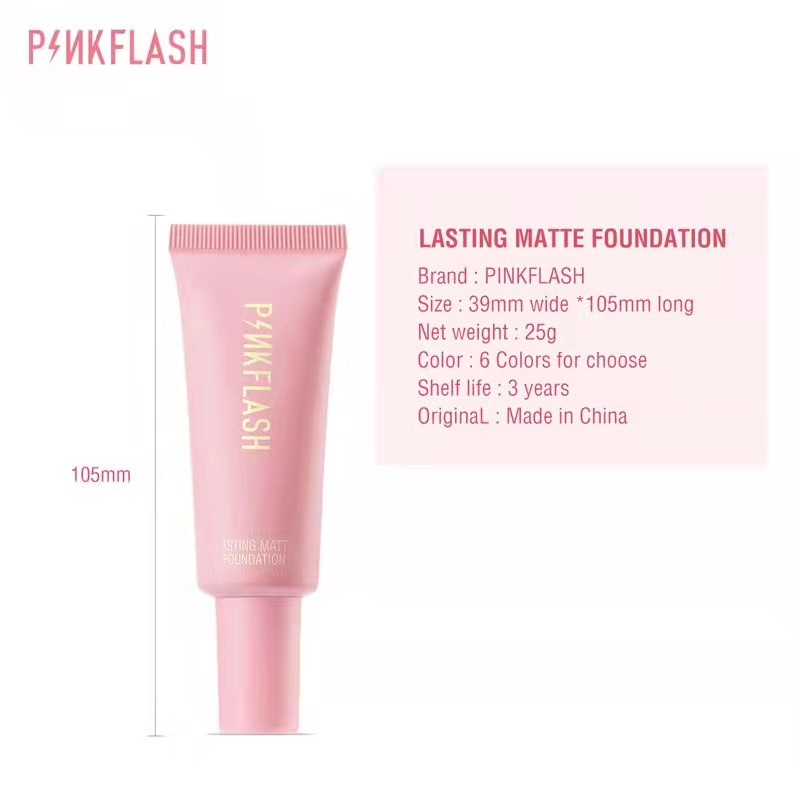 [ORI BPOM] PINKFLASH Lasting Matte Foundation | Pink Flash OhMySelf Lightweight Oil-control | Pinkflash Foundation Matte Full Coverage Tahan Lama Kontrol Minyak BPOM PF-F03