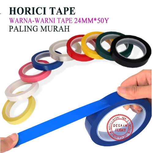 HORICI TAPE 24MM*50Y WARNA-WARNI Perekat Murah Super Kuat LAKBAN ISOLASI WARNA-WARNI