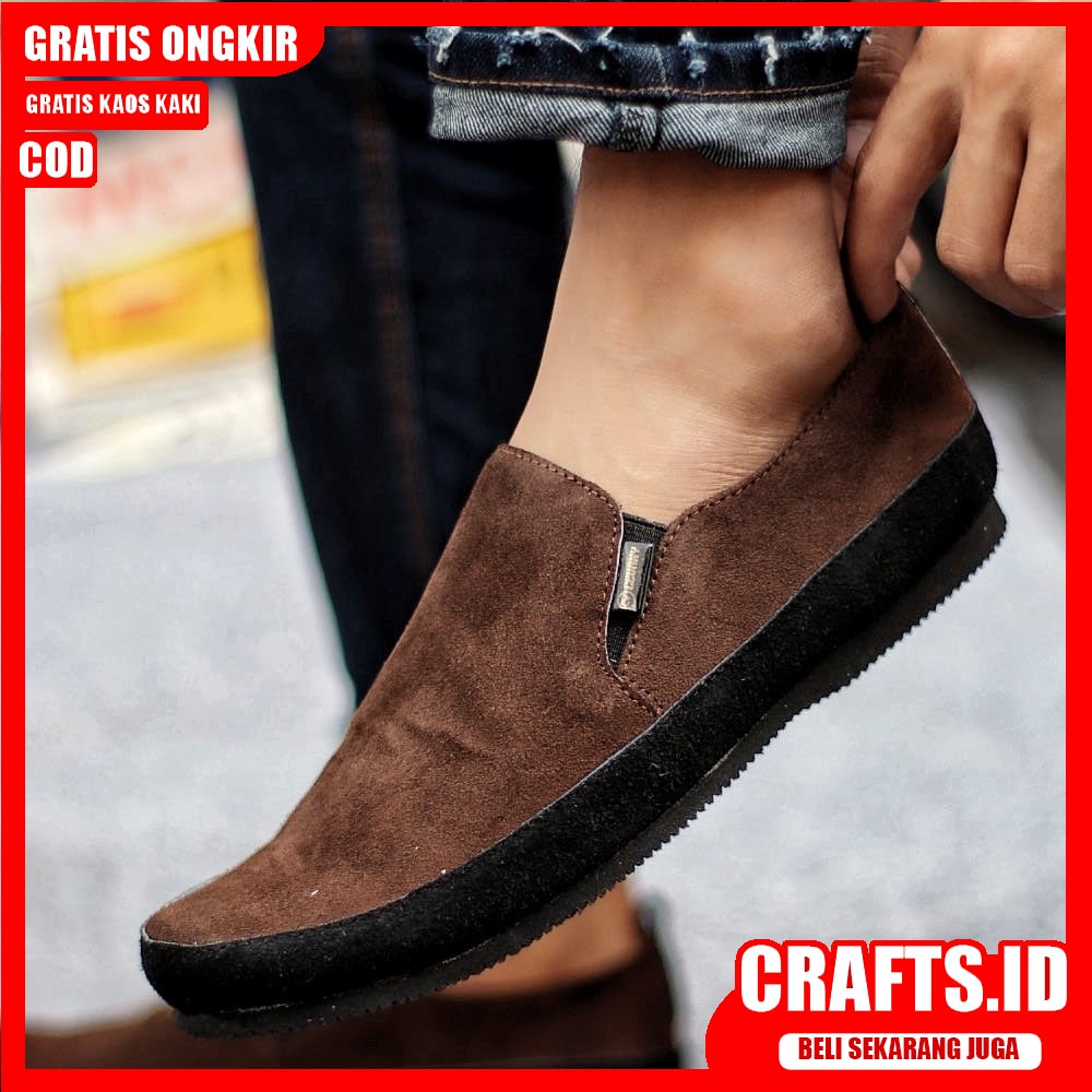 CRAFTS - Sepatu Slip on Pria Sepatu Pria Casual Kulit Asli Suede