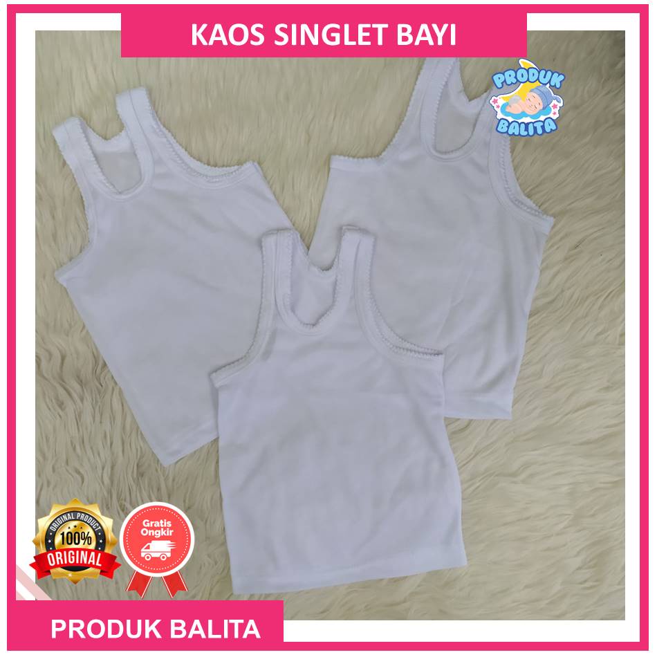 Paket Murah 3 Pcs Kaos Singlet Bayi Kaos Kotang Bayi Laki-laki Perempuan Ukuran S M L