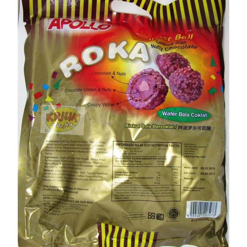 

Roka Apollo Wafer Bola Coklat 50 Pcs