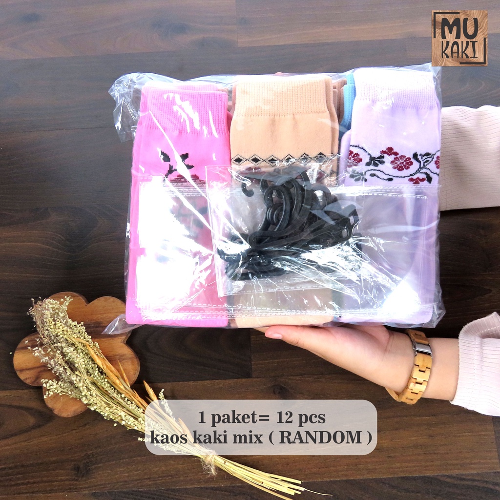 Paket Kaos Kaki Motif Bunga Warna isi 12 Mukaki