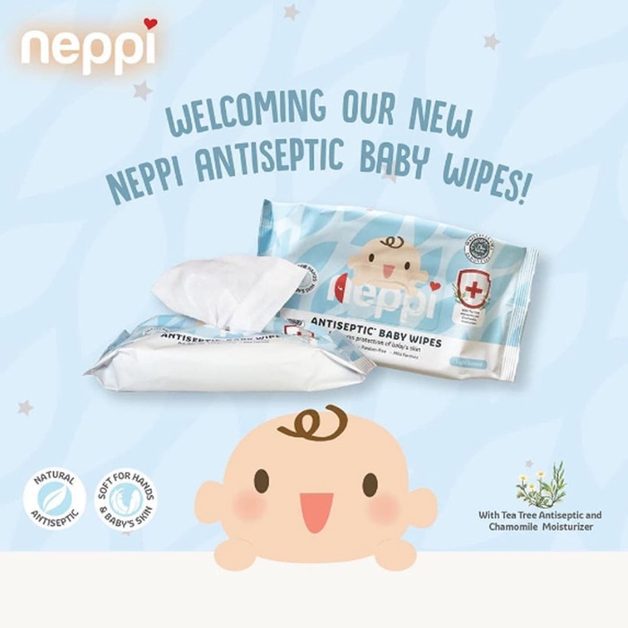 PERA384 TISSUE BASAH NEPPI ANTISEPTIC BABY WIPES ISI 50'S BELI 1 GRATIS 1