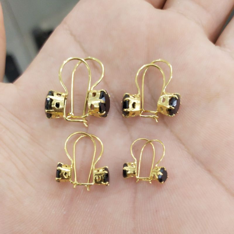 ANTING DESI MATA HITAM PERAK 925 LAPIS MAS