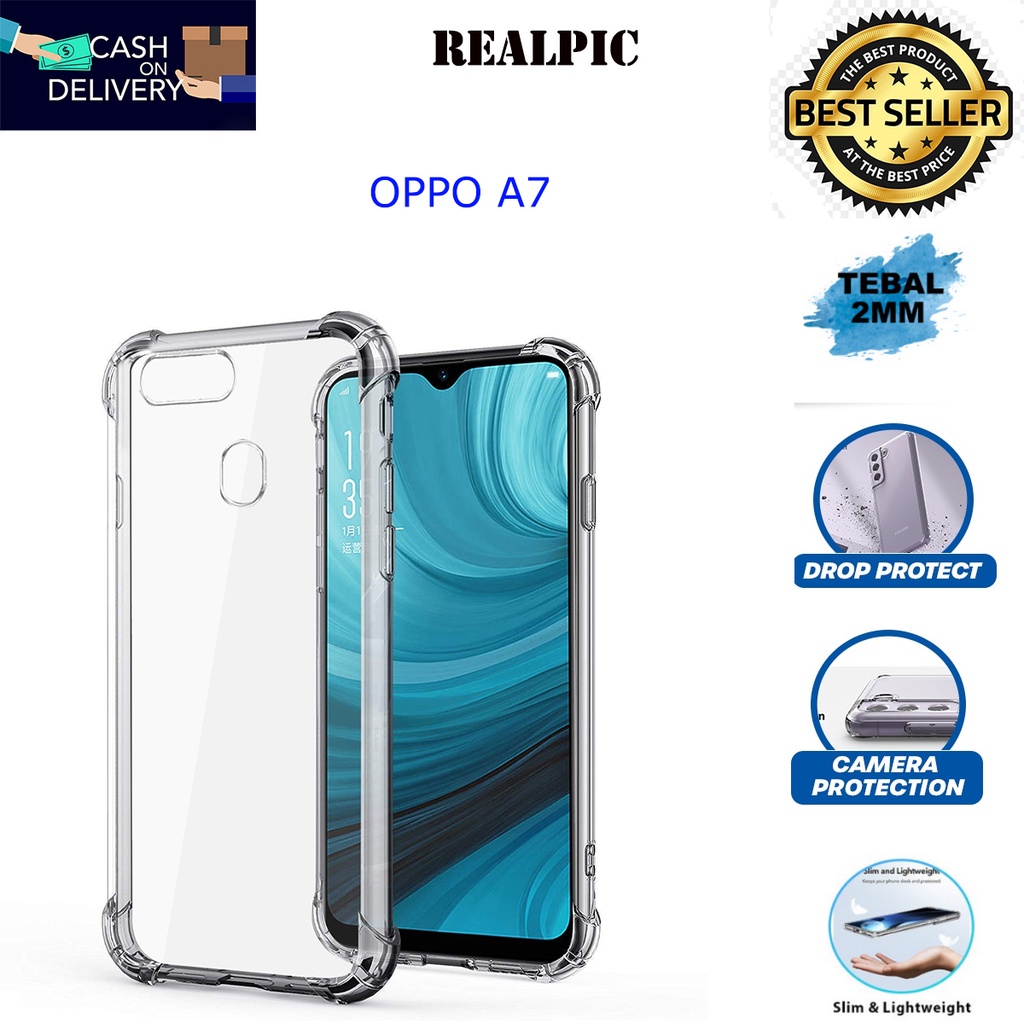 Case OPPO A7 Casing Clear HD KETEBALAN 2MM BENING TRANSPARAN TPU Premium Softcase