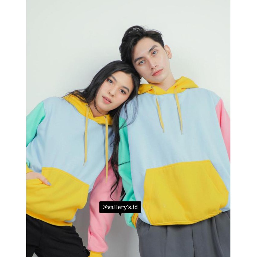Produk Terbaru Hoodie Jumper Tricolor Baby Blue Unisex (Pria/Wanita) - M