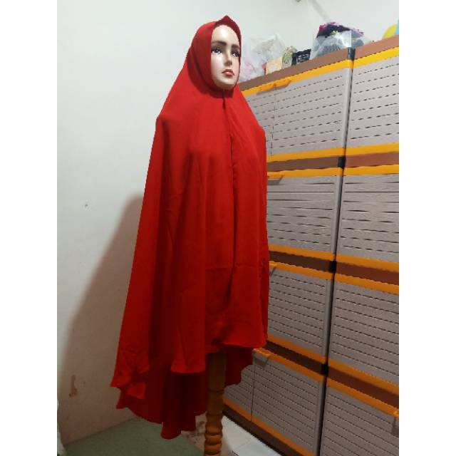 NEW NEW NEW Khimar, jilbab panjang, jilbab syari, merah, polos