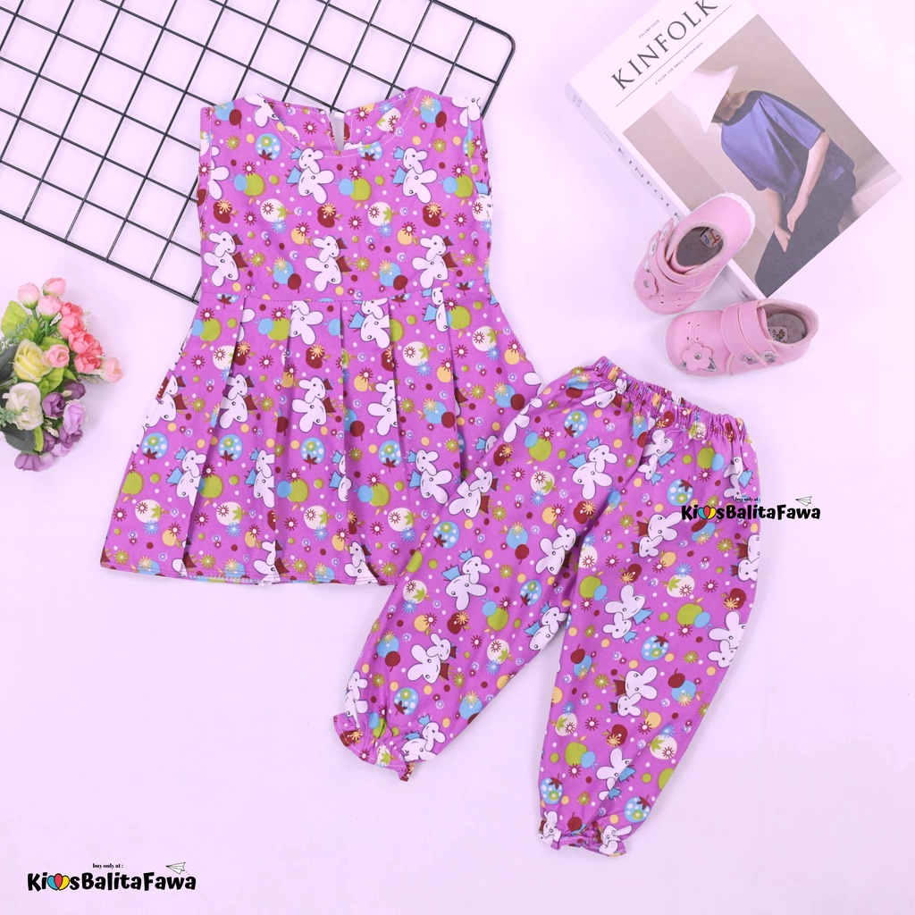 Set Nadhifa 3-5 Tahun / Setelan Baju Kensi Panjang Jogger Anak Perempuan Tidur Import Balita Babycinnamon