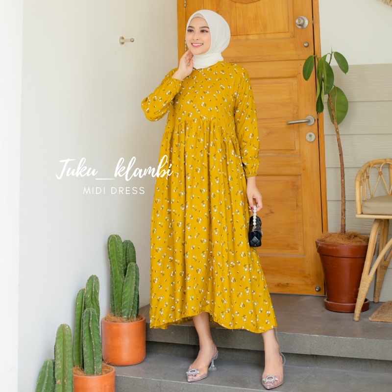 Midi Dress Terbaru 2022 Kekinian Jumbo Ld 130 120 140 Gamis Busui