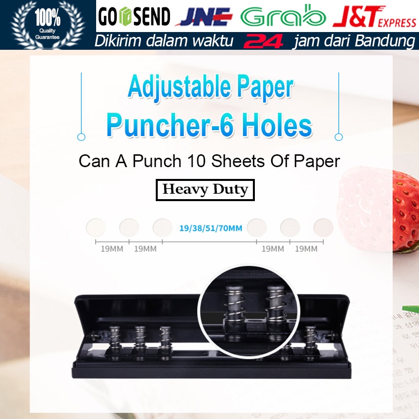 

Adjustable 6 Lobang Pembolong Kertas / Pelubang Kertas 6 Hole Punch Perforator Utk A4 A5 B5 Notebook