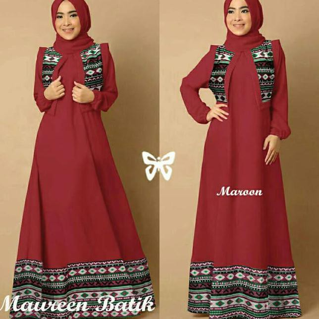 GAMIS / PAKAIAN WANITA MUSLIM MAUREEN BATIK SYARI TRENDY