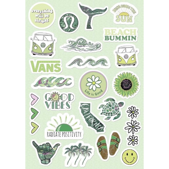 

stiicker tumblr aesthetic mini / sticker hp laptop tema hijau