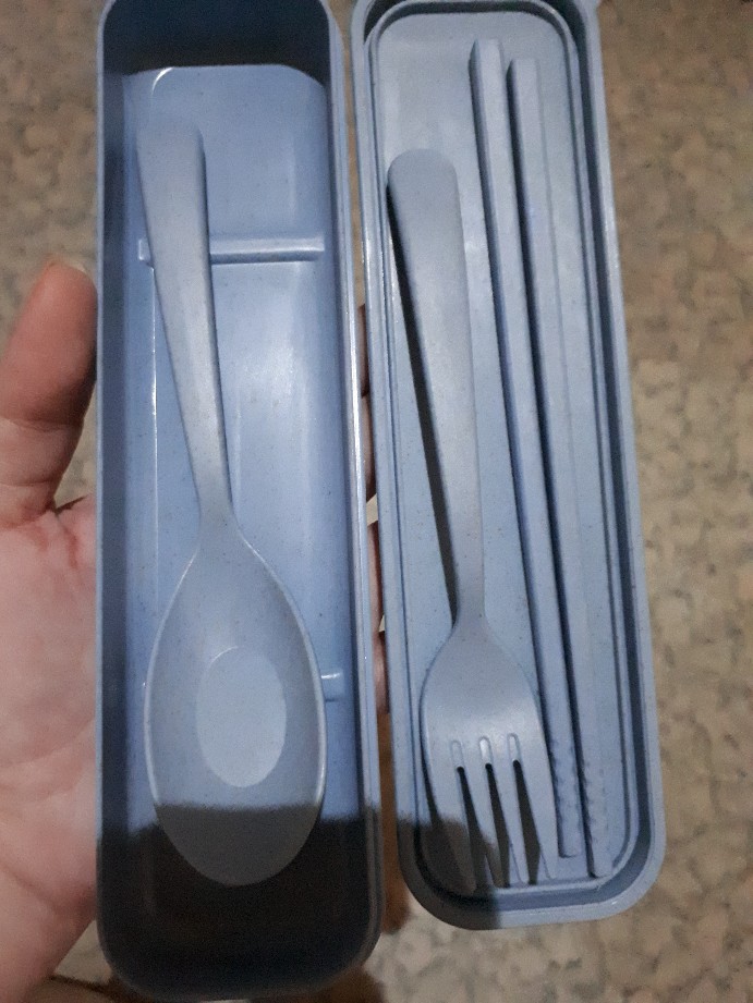 Sendok Garpu Sumpit Portable Set 3 In 1 | Alat Makan Jerami Gandum Sendok 3 In 1