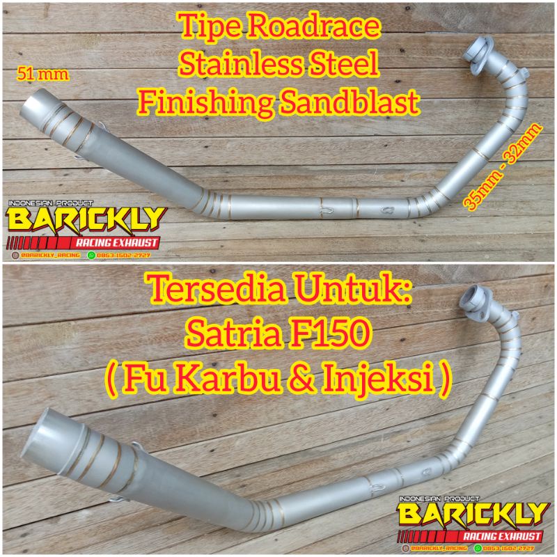 Header Leher Pipa Leheran Knalpot Racing Satria F150 Fu Karbu Injeksi Tipe Ngaceng Roadrace Stainles