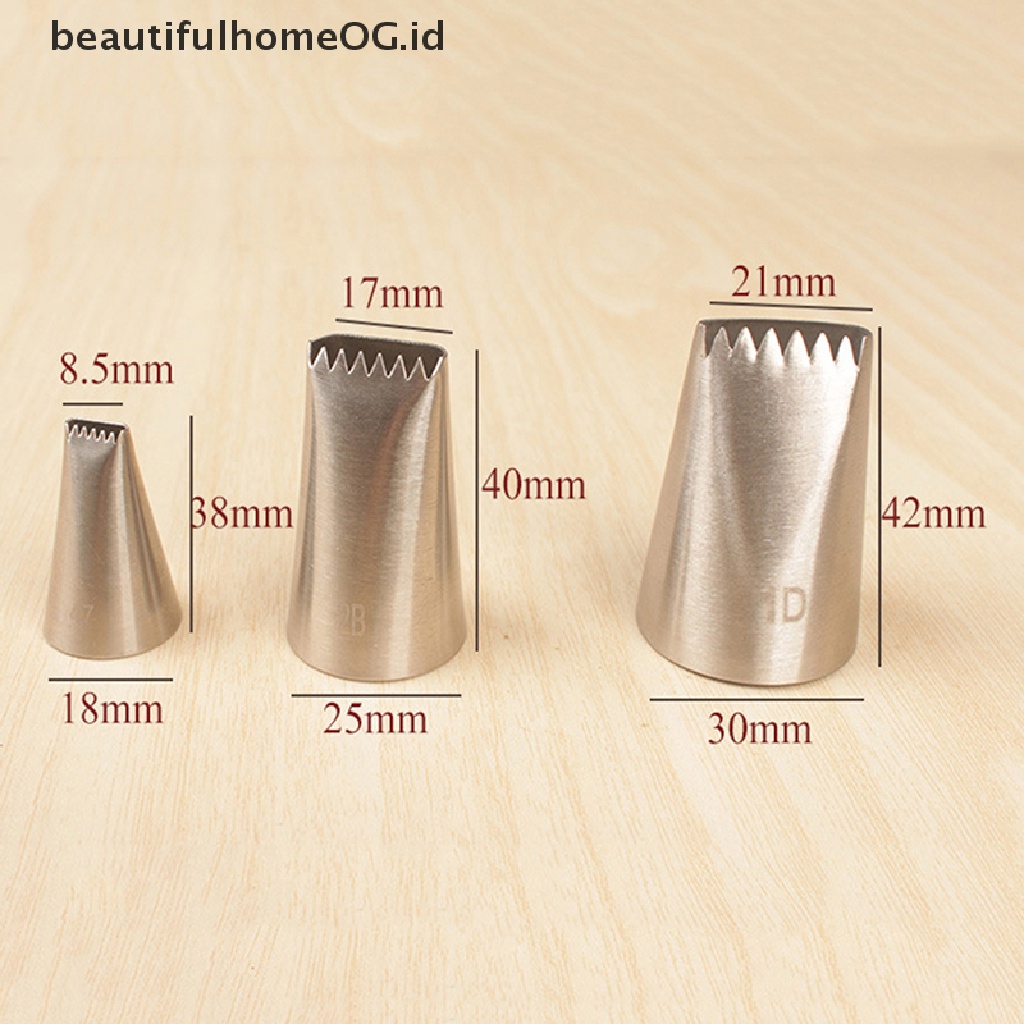 3 Pcs Nozzle Pipa Icing Bahan Stainless Steel